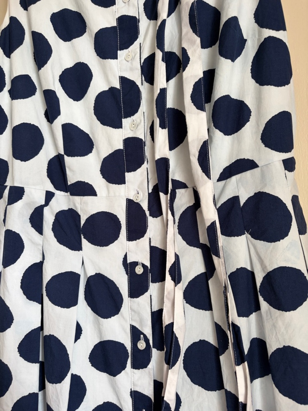 Talbots White Midi Dress with Navy Polka Dots - Picture 4 of 16